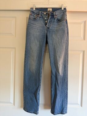 Levi's Medium Blue Straight Leg Jeans with Button Fly